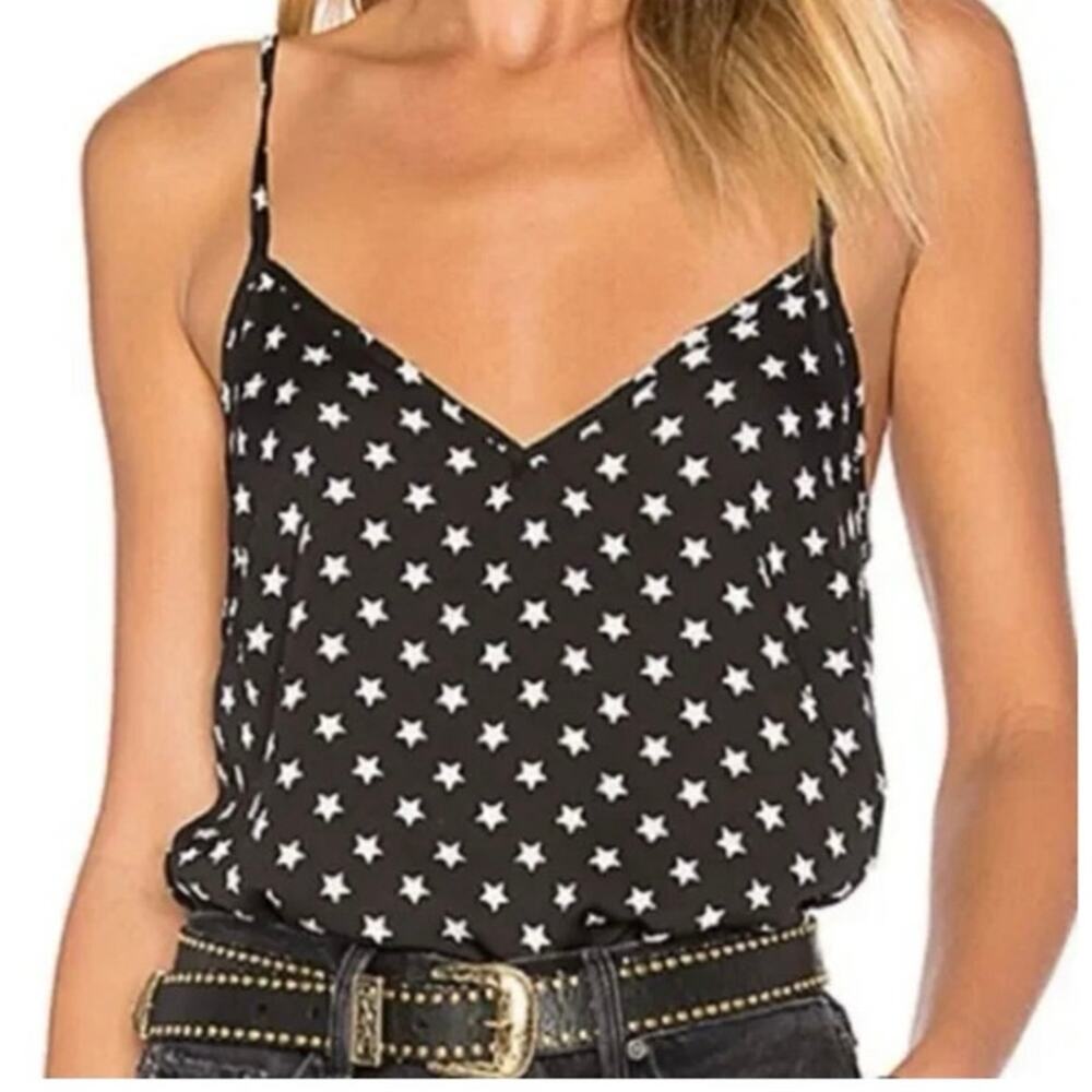 L’Academie Black and White Star Print Spaghetti Strap Cami Tank Revolve Size S - Picture 2 of 10